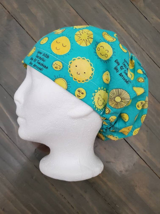 Your little sarcastic ray of sunshine has arrived bouffant/euro hybrid style surgical /scrub/dental hat by Carolinadreamsbyjen