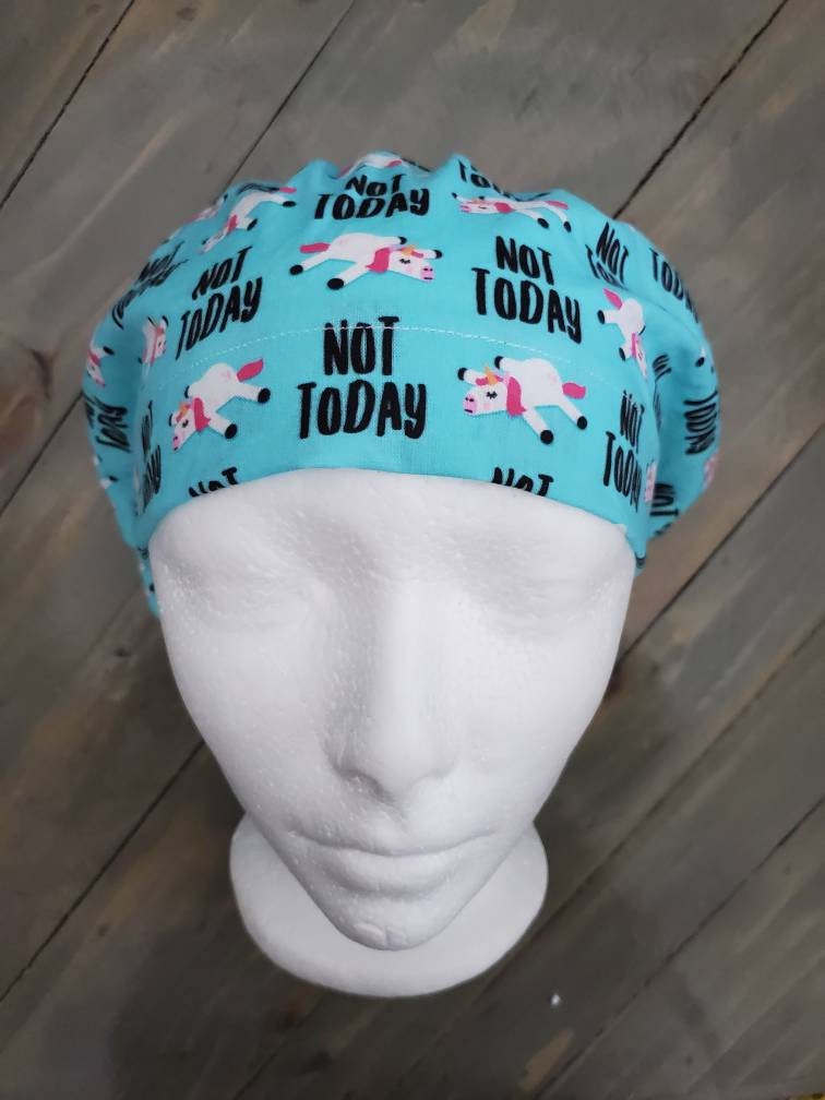 Unicorn Not today bouffant/euro hybrid style surgical/scrub/dental hat by Carolinadreamsbyjen