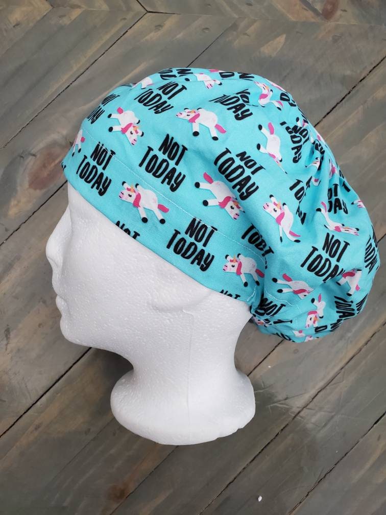 Unicorn Not today bouffant/euro hybrid style surgical/scrub/dental hat by Carolinadreamsbyjen