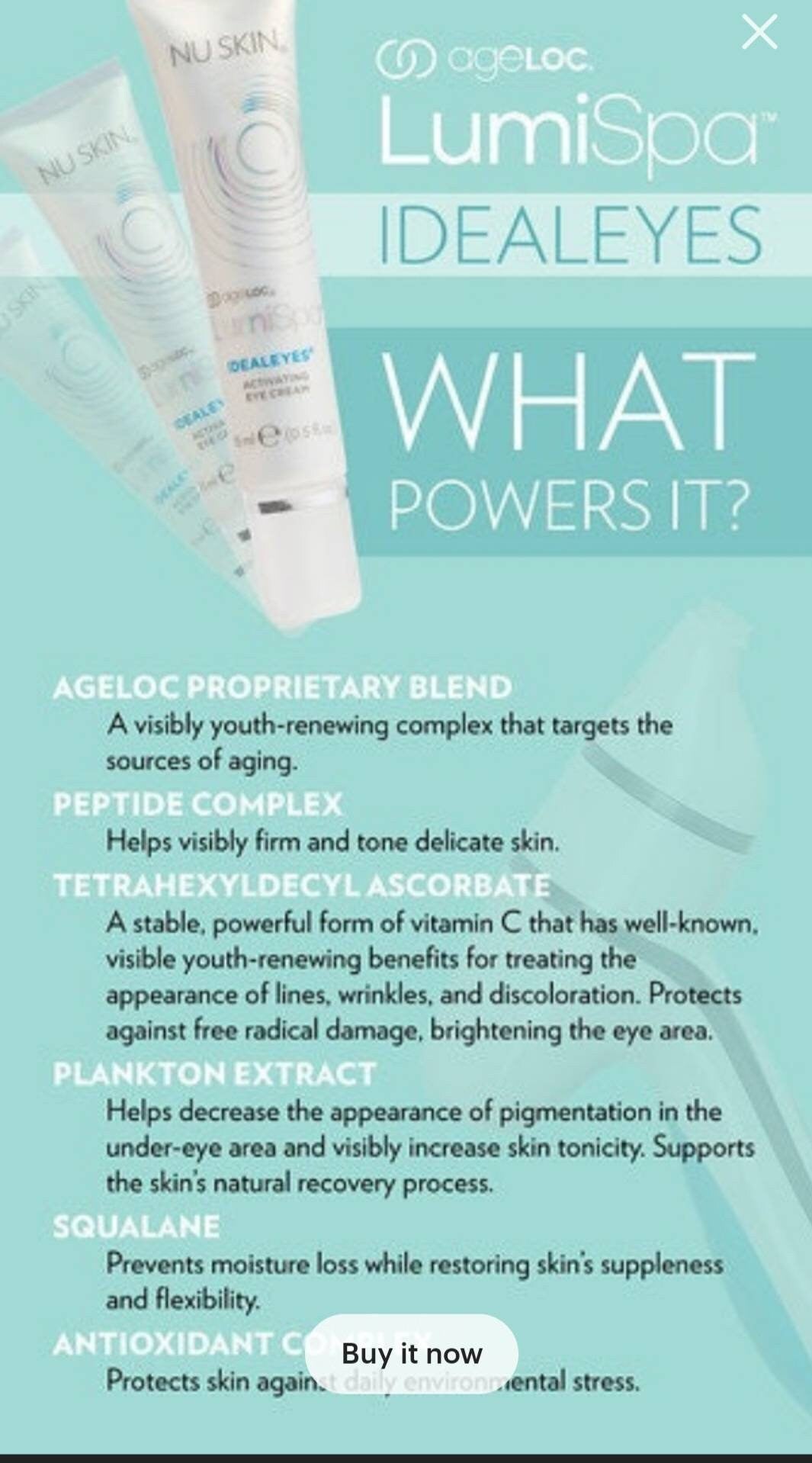 Nuskin Ageloc Lumispa Ideal eyes activating eye cream