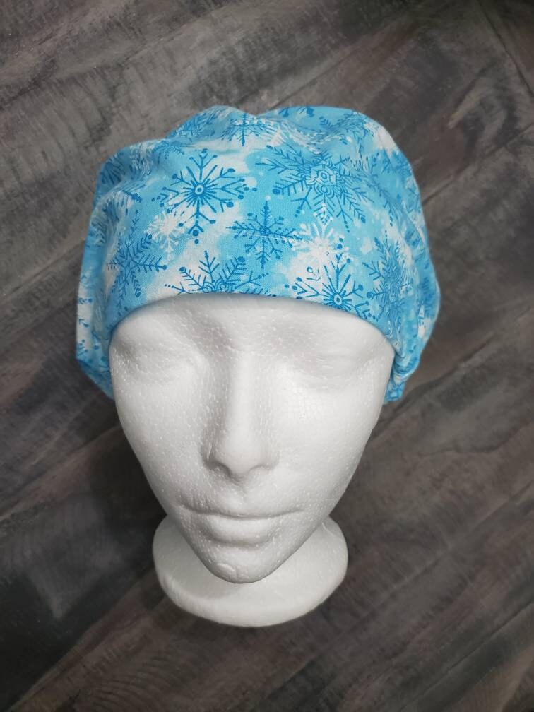 Snow daze bouffant/euro hybrid style surgical/scrub/dental hat by Carolinadreamsbyjen