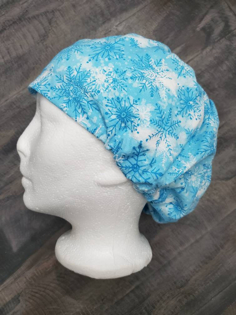 Snow daze bouffant/euro hybrid style surgical/scrub/dental hat by Carolinadreamsbyjen