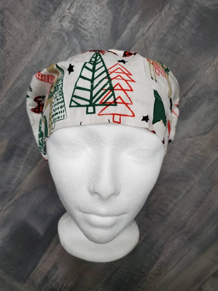 Gnomes and snowmen bouffant/euro hybrid style surgical/scrub/dental hat by Carolinadreamsbyjen