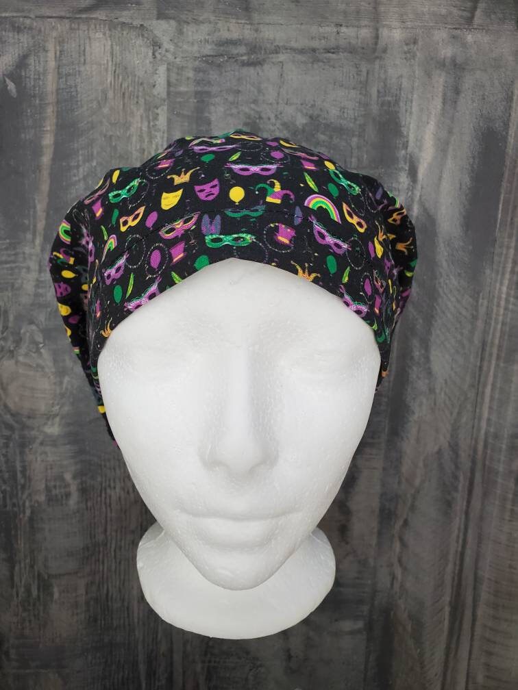 Mardi Gras party bouffant/euro hybrid style surgical/scrub/dental hat by Carolinadreamsbyjen