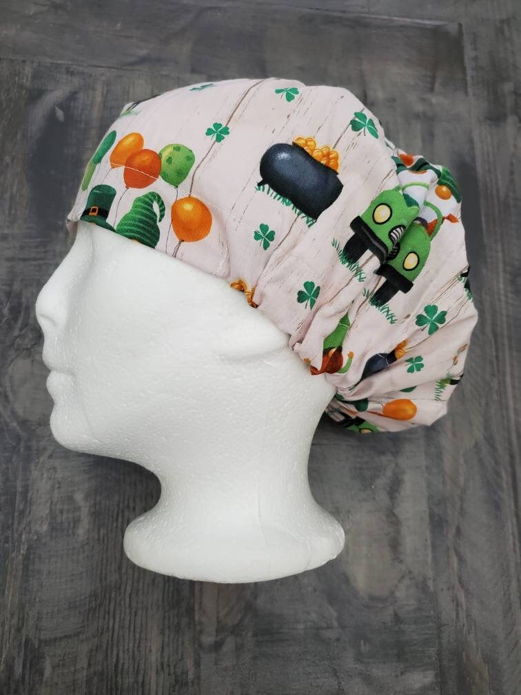 Gnome leprechauns bouffant/euro hybrid style surgical/scrub/dental hat by Carolinadreamsbyjen