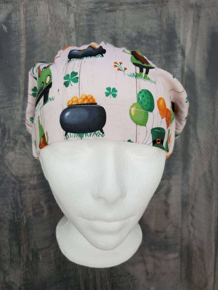 Gnome leprechauns bouffant/euro hybrid style surgical/scrub/dental hat by Carolinadreamsbyjen