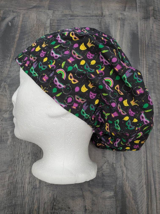 Mardi Gras party bouffant/euro hybrid style surgical/scrub/dental hat by Carolinadreamsbyjen