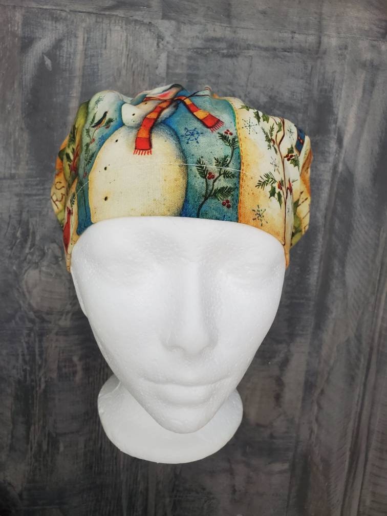 Winter wonders bouffant/euro hybrid style surgical/scrub/dental hat by Carolinadreamsbyjen