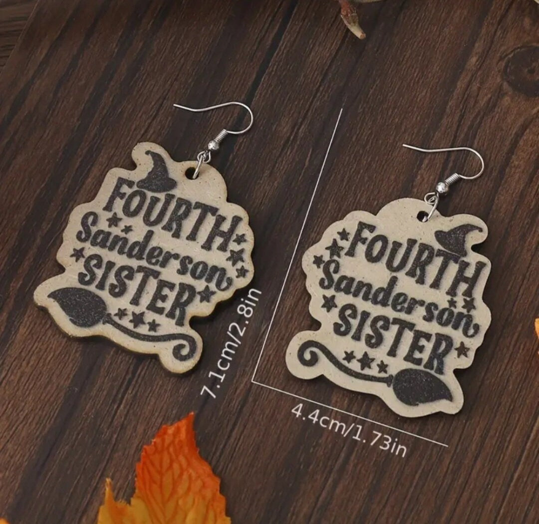 Fourth Sanderson sister wooden earrings