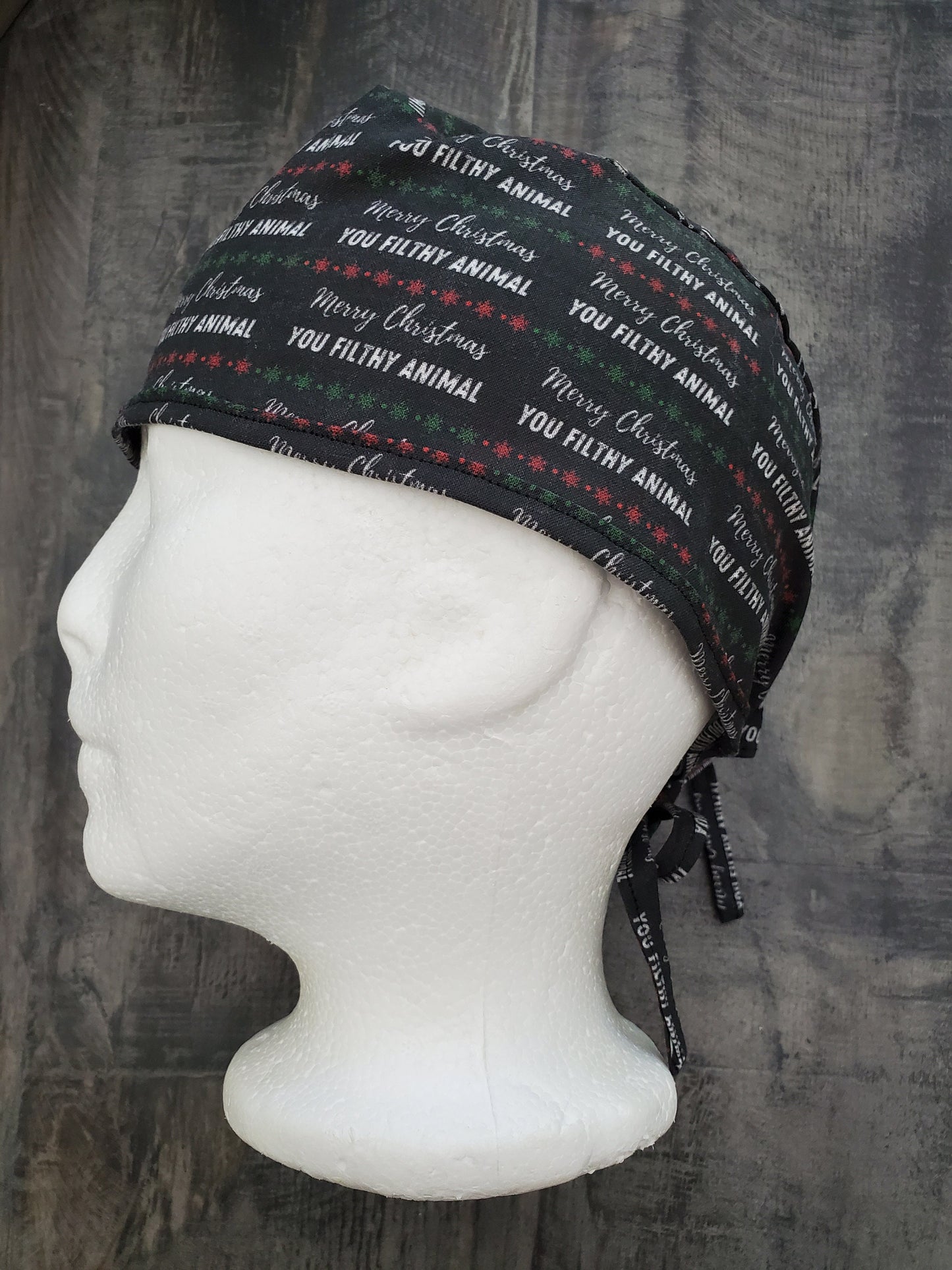 Merry Christmas Ya Filthy Animal mens style surgical/scrub/dental hat by Carolinadreamsbyjen