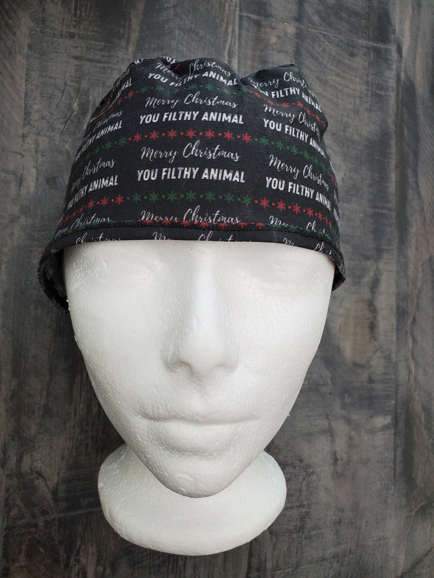 Merry Christmas Ya Filthy Animal mens style surgical/scrub/dental hat by Carolinadreamsbyjen