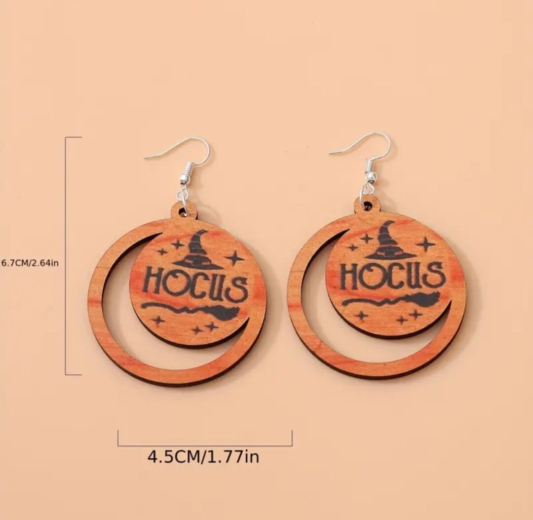 Hocus pocus wooden earrings