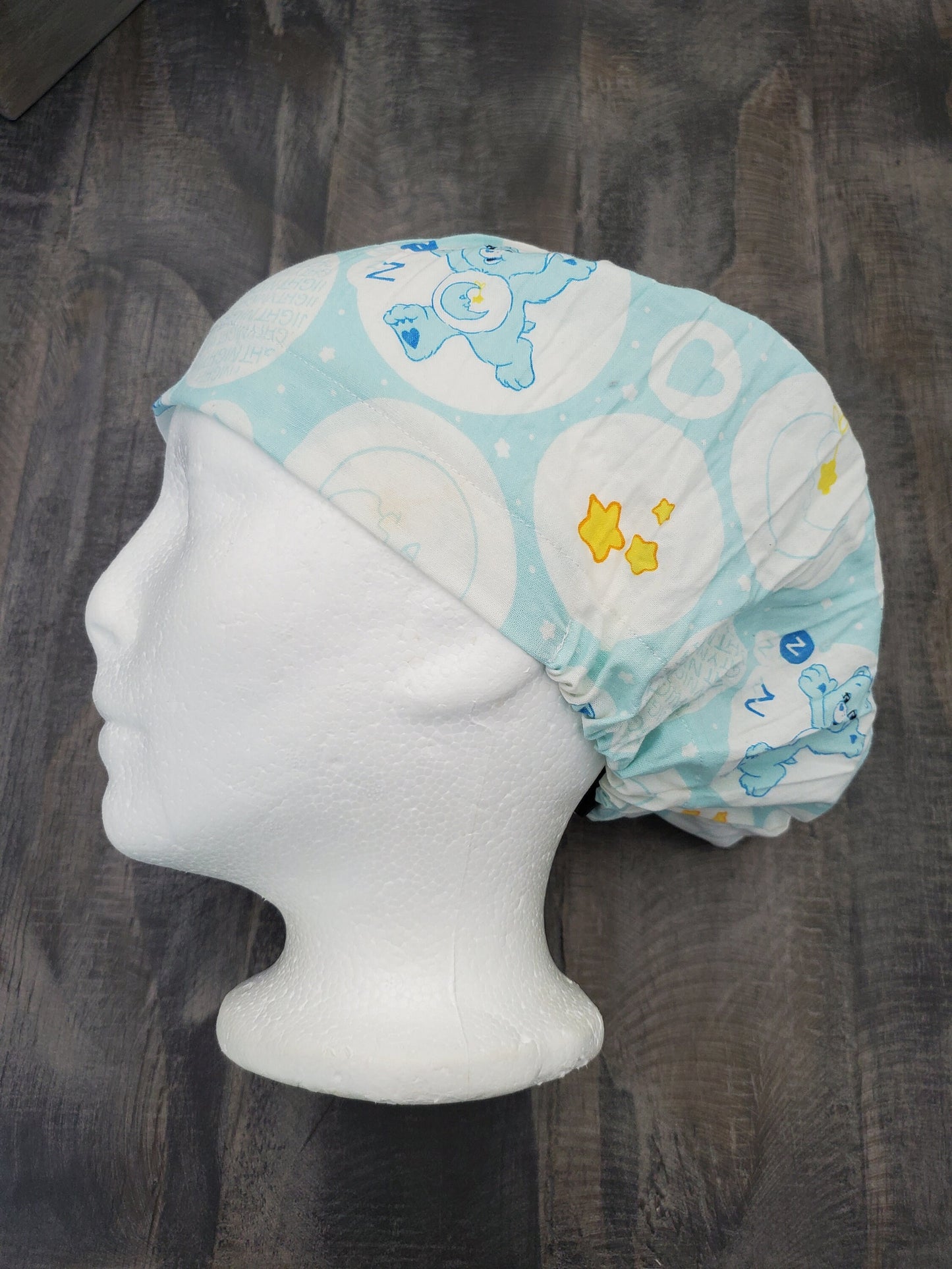 Sleepy Care bear bouffant/euro hybrid style surgical/scrub/dental hat by Carolinadreamsbyjen