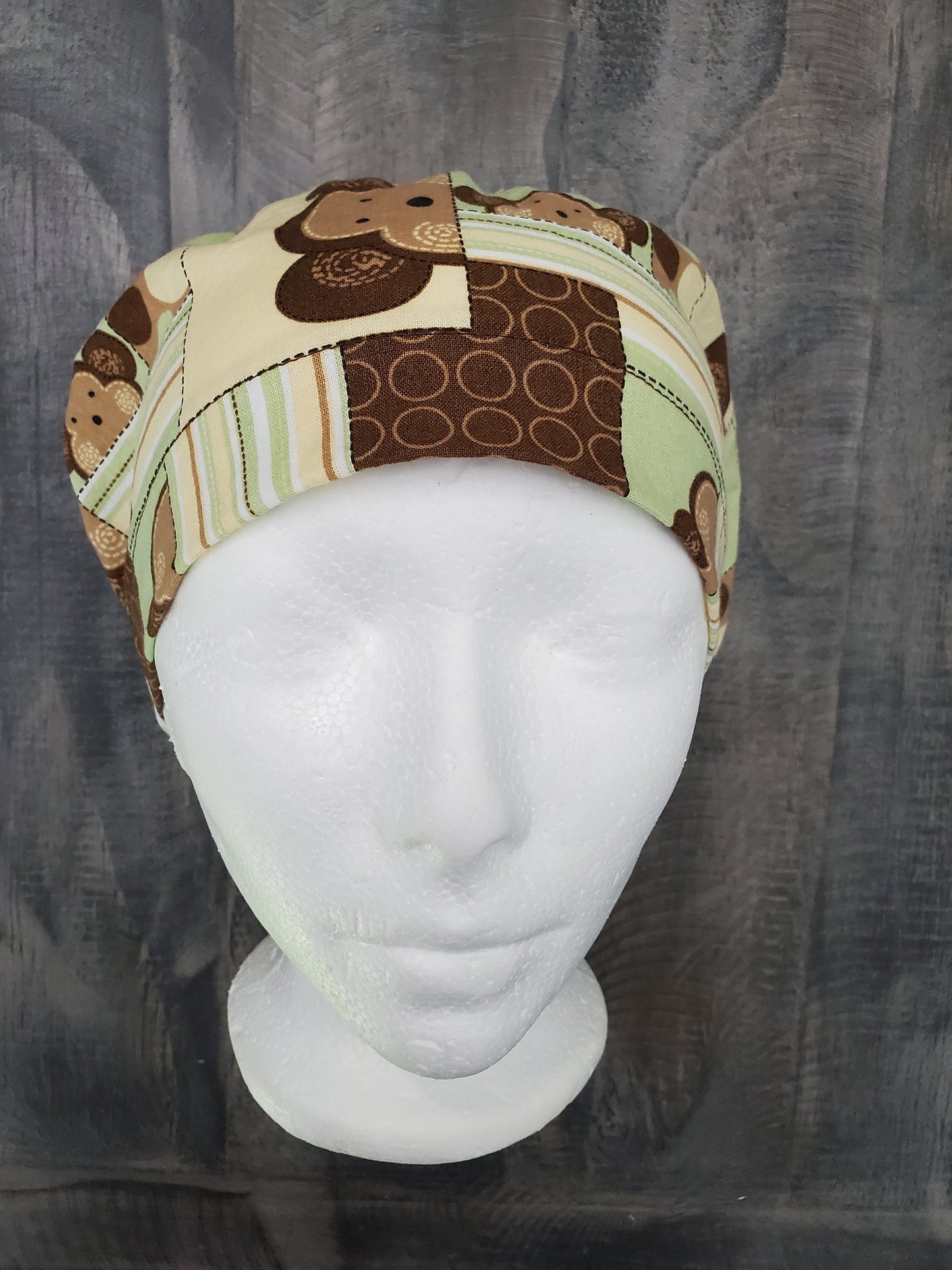 Monkey business bouffant/Euro hybrid style surgical/scrub/dental hat/cap