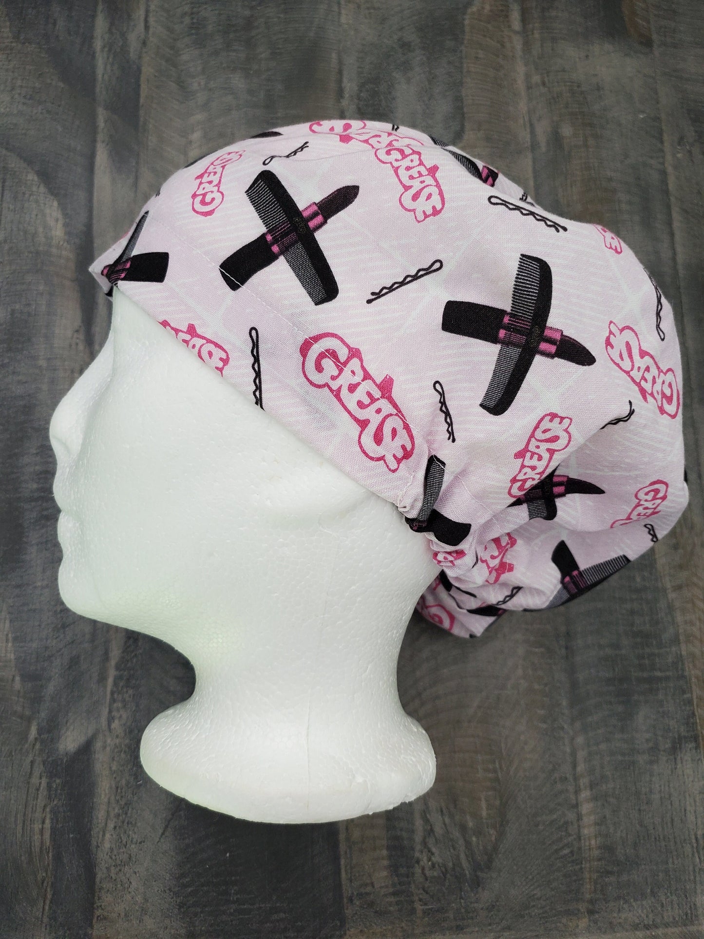 Pink Lady (Grease) bouffant/euro hybrid style surgical/scrub/dental hat by Carolinadreamsbyjen