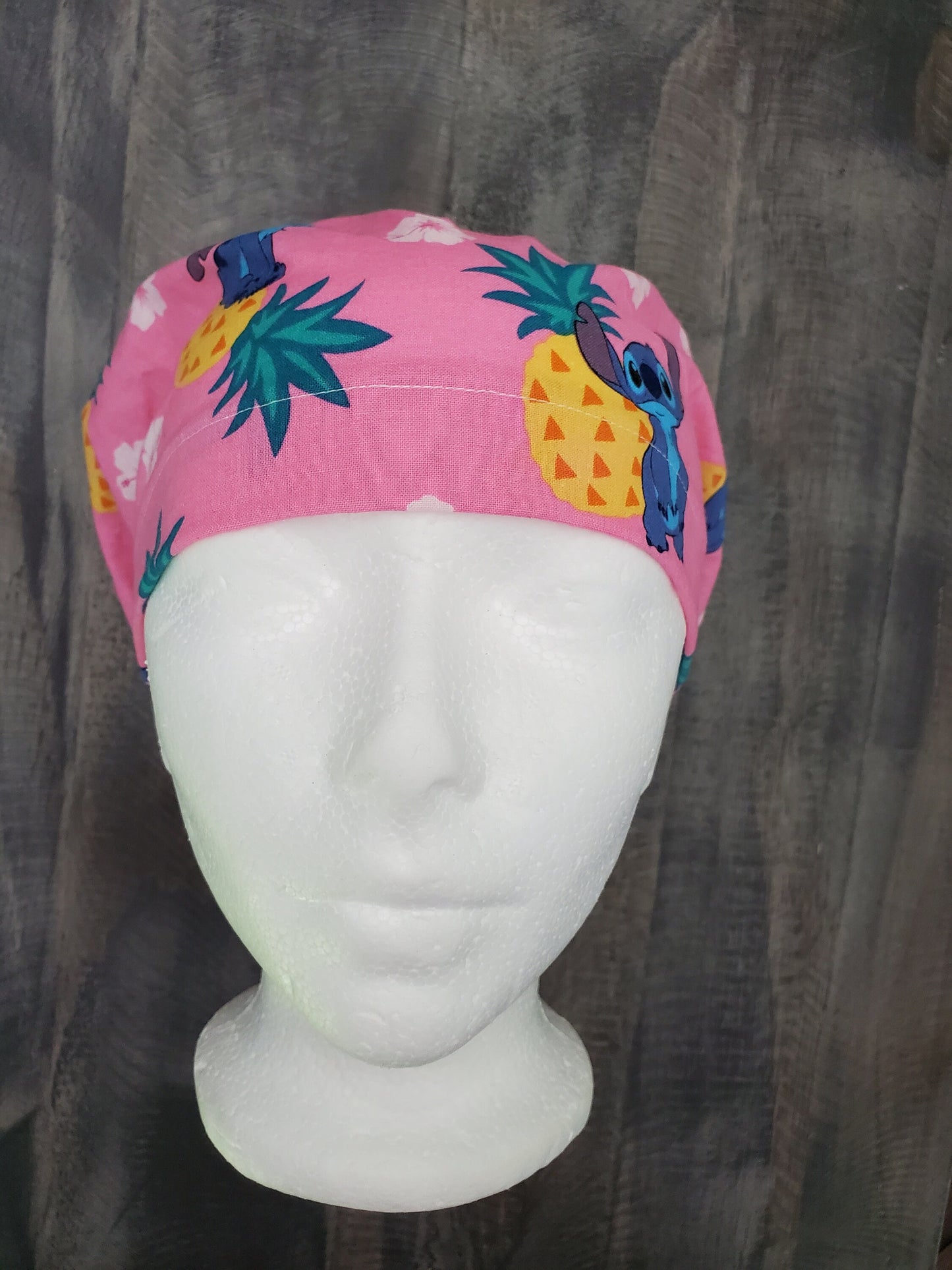 Stitch + Pineapples bouffant/euro hybrid style surgical/scrub/dental hat by CarolinaDreamsbyjen