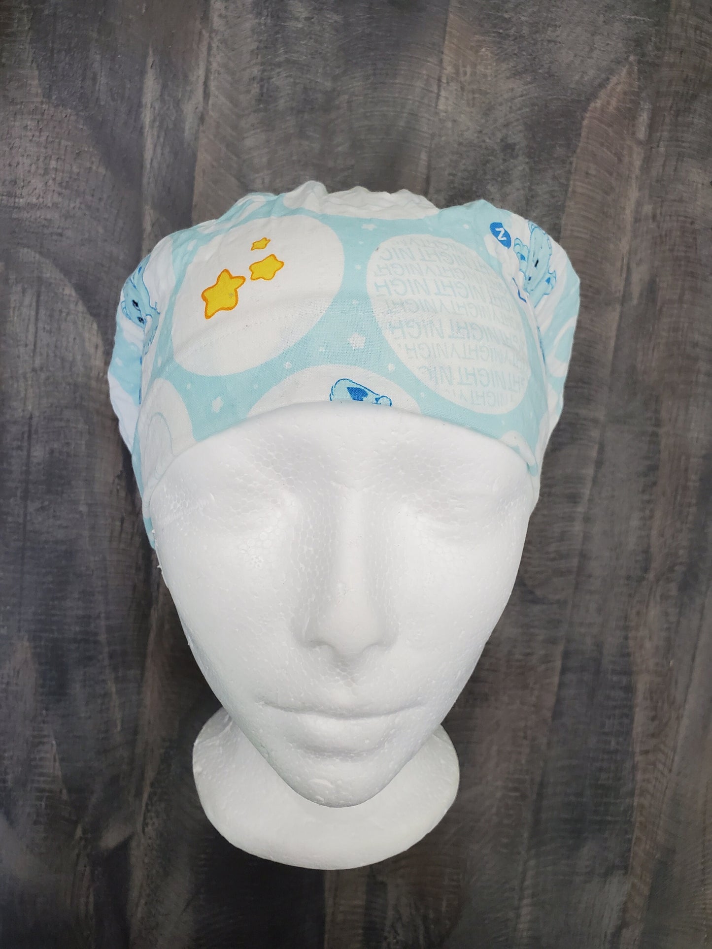 Sleepy Care bear bouffant/euro hybrid style surgical/scrub/dental hat by Carolinadreamsbyjen