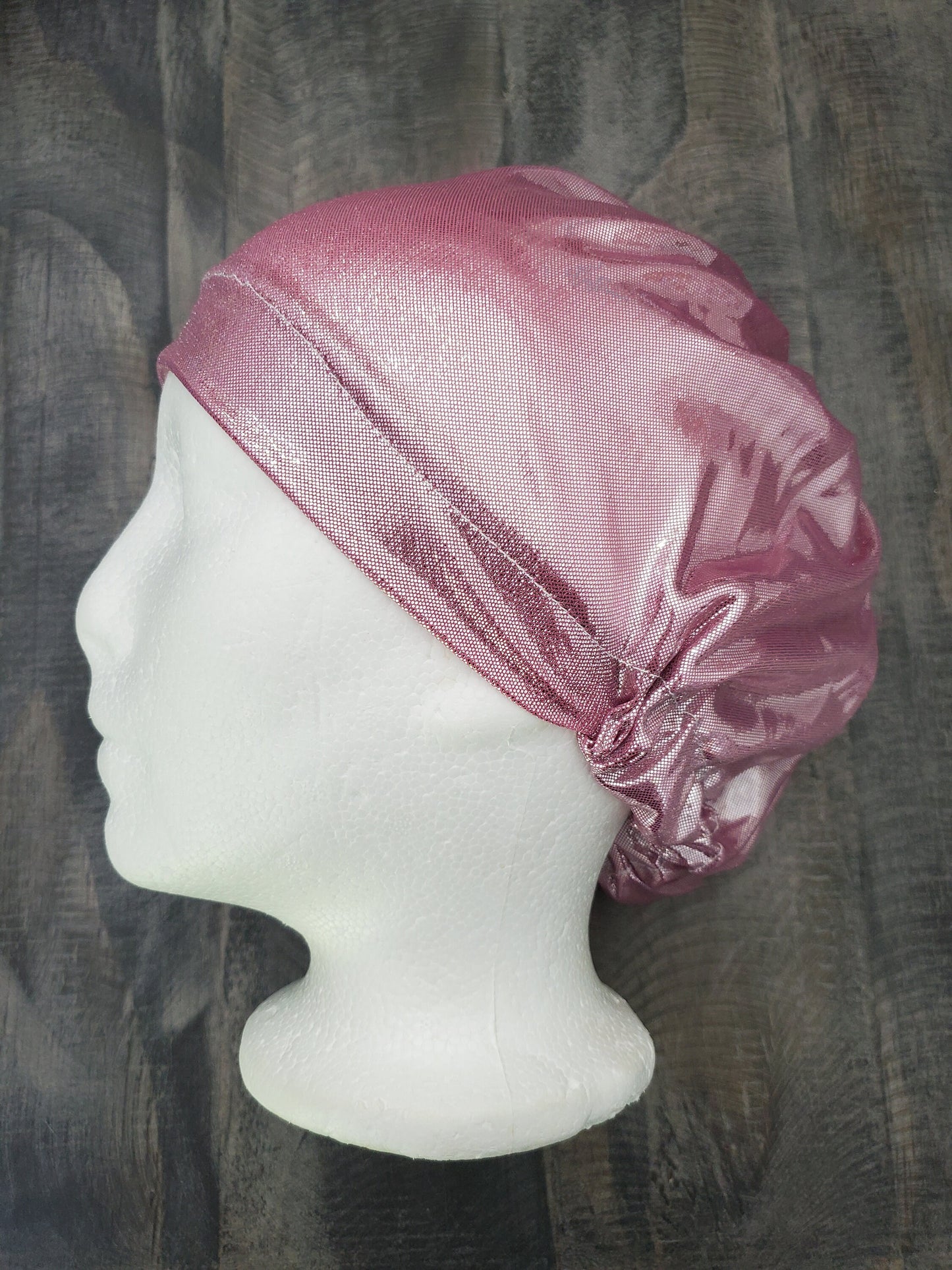 Shiny pink stretch bouffant/euro style surgical/scrub/dental hat by CarolinaDreamsbyjen