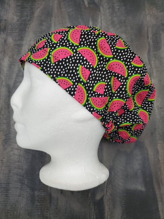 Watermelon seeds euro/bouffant style surgical/scrub/dental hat by CarolinaDreamsbyjen