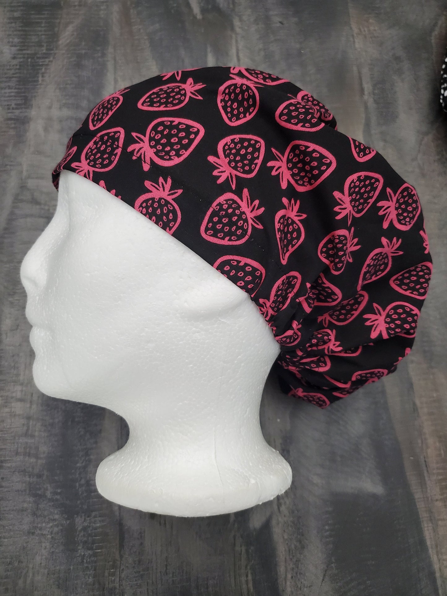 Strawberry silhouette bouffant/euro hybrid style surgical/scrub/dental hat