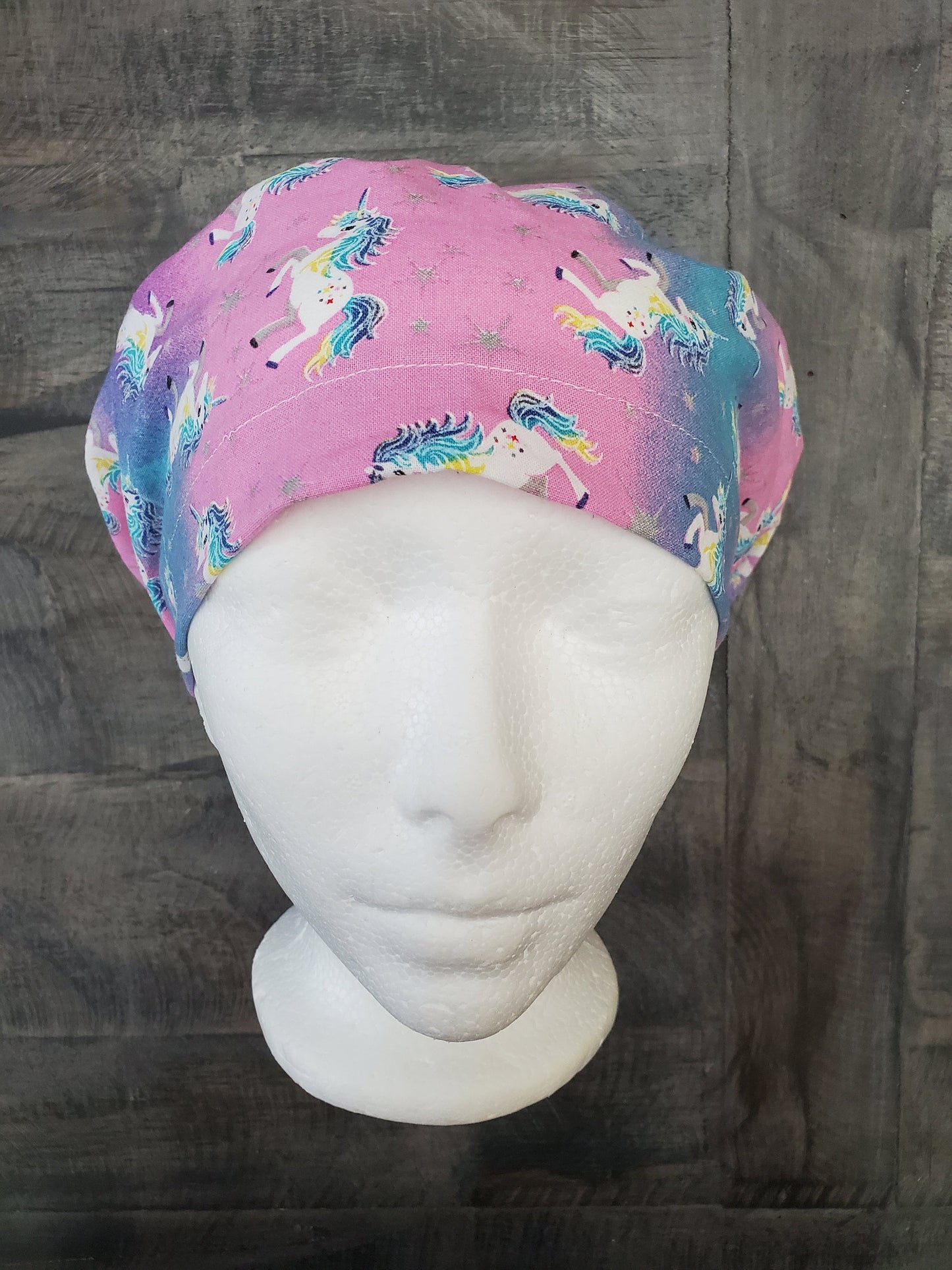 Unicorns galaxy bouffant/euro hybrid style surgical/scrub/dental hat by Carolinadreamsbyjen