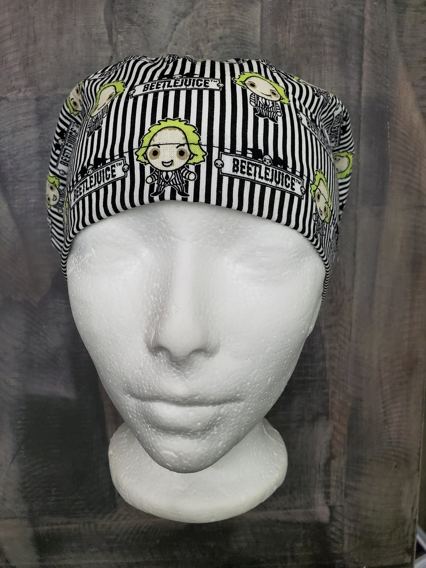 Say it again (Beetlejuice) bouffant/euro hybrid style surgical/scrub/dental hat by CarolinaDreamsbyjen