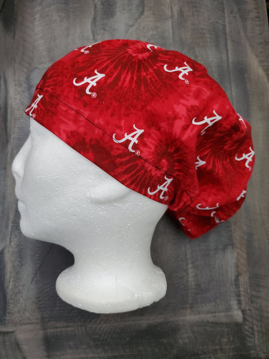 Alabama tye dye bouffant/Euro hybrid style surgical/scrub/dental hat by Carolinadreamsbyjen