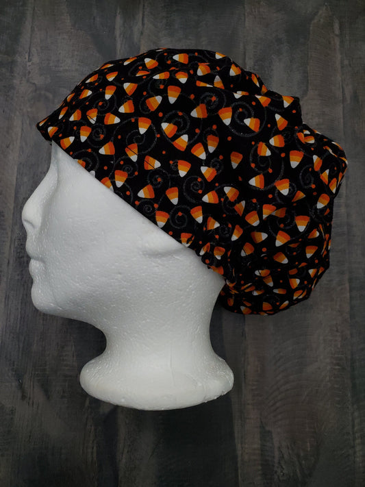 Candy corn swirls bouffant/Euro hybrid style surgical/scrub/dental hat by Carolinadreamsbyjen