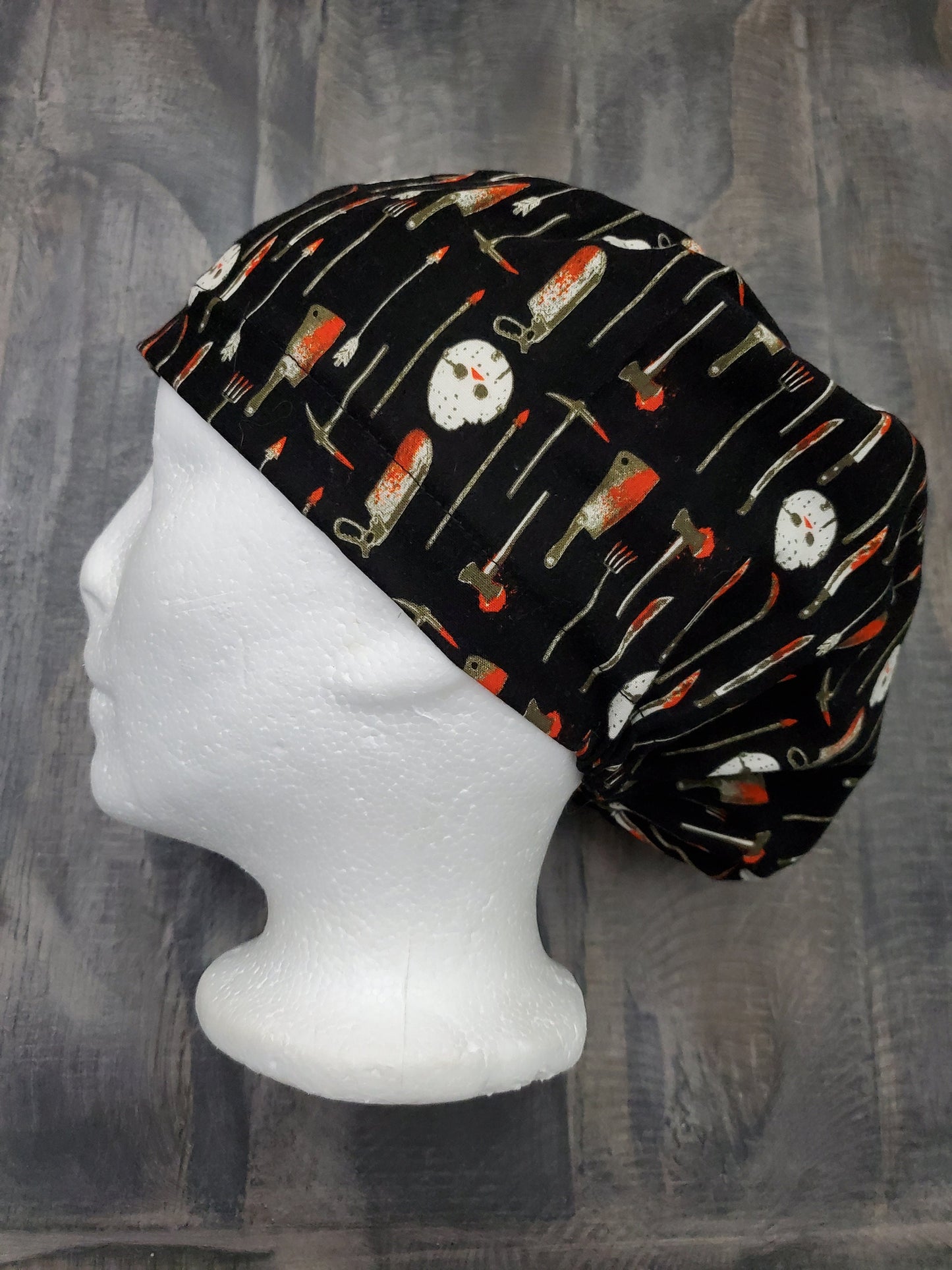 Tools of the trade (Halloween) bouffant/euro hybrid style surgical/scrub/dental hat by Carolinadreamsbyjen