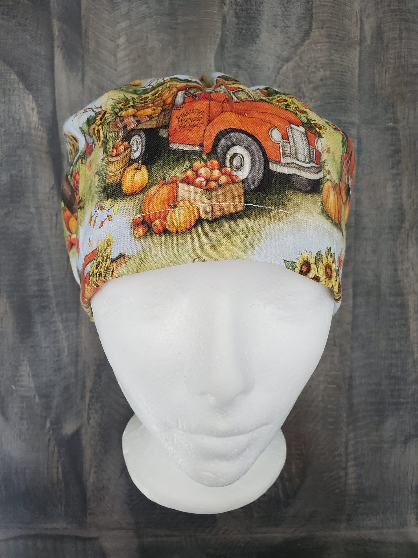 Pumpkin pickin bouffant/euro hybrid style surgical/scrub/dental hat by Carolinadreamsbyjen