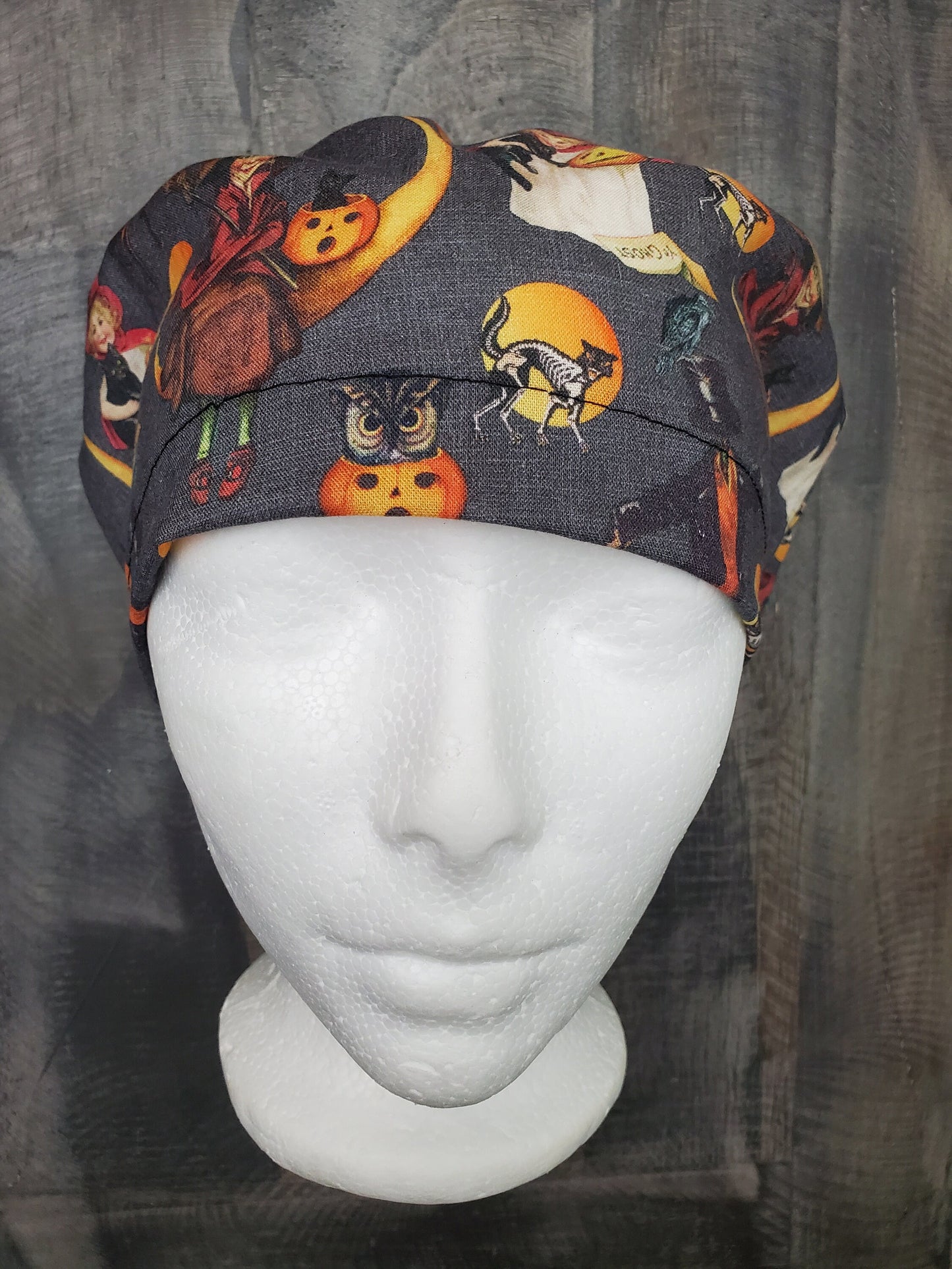 Vintage Halloween bouffant/euro hybrid style surgical/scrub/dental hat by Carolinadreamsbyjen