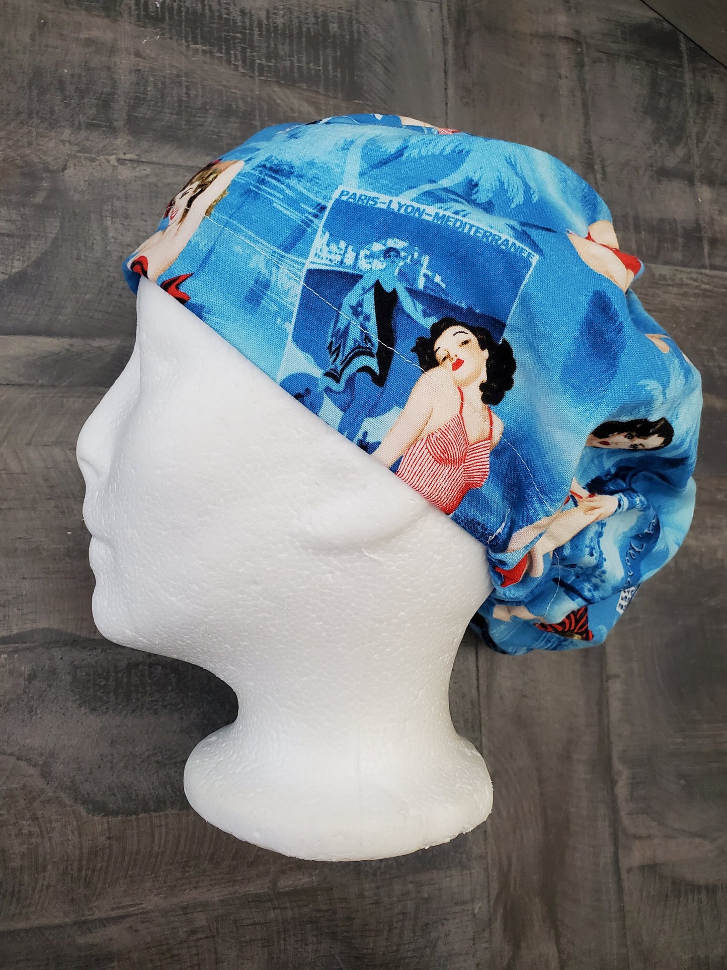 Pin up bouffant/euro hybrid style surgical/scrub/dental hat by Carolinadreamsbyjen