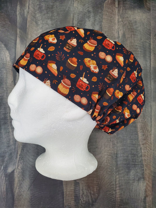 Treats of fall bouffant/euro hybrid style surgical/scrub/dental hat by Carolinadreamsbyjen